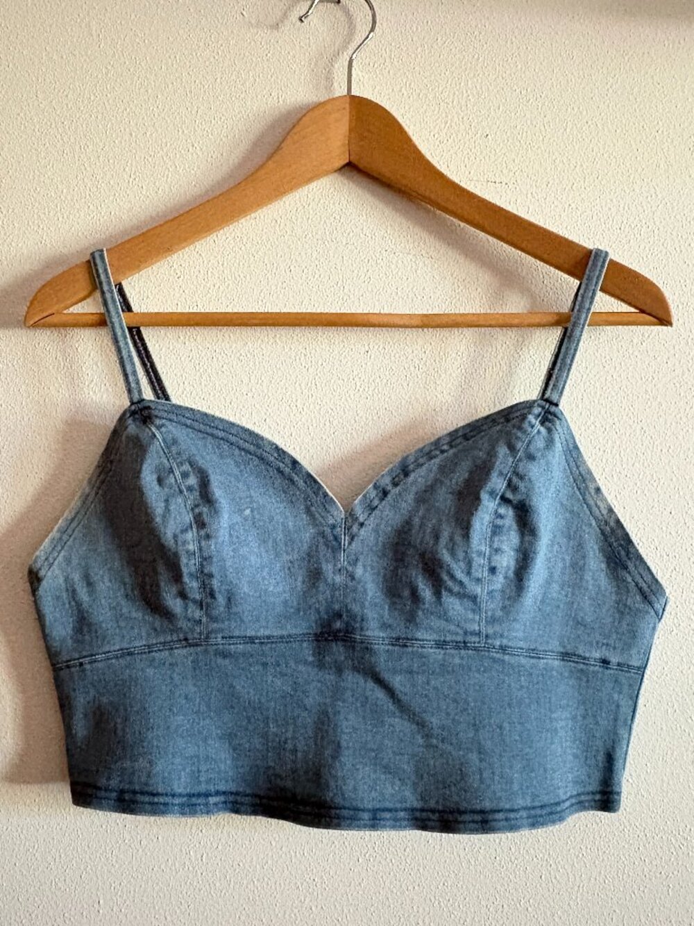 Casual Denim Bralette Top with Thin Straps